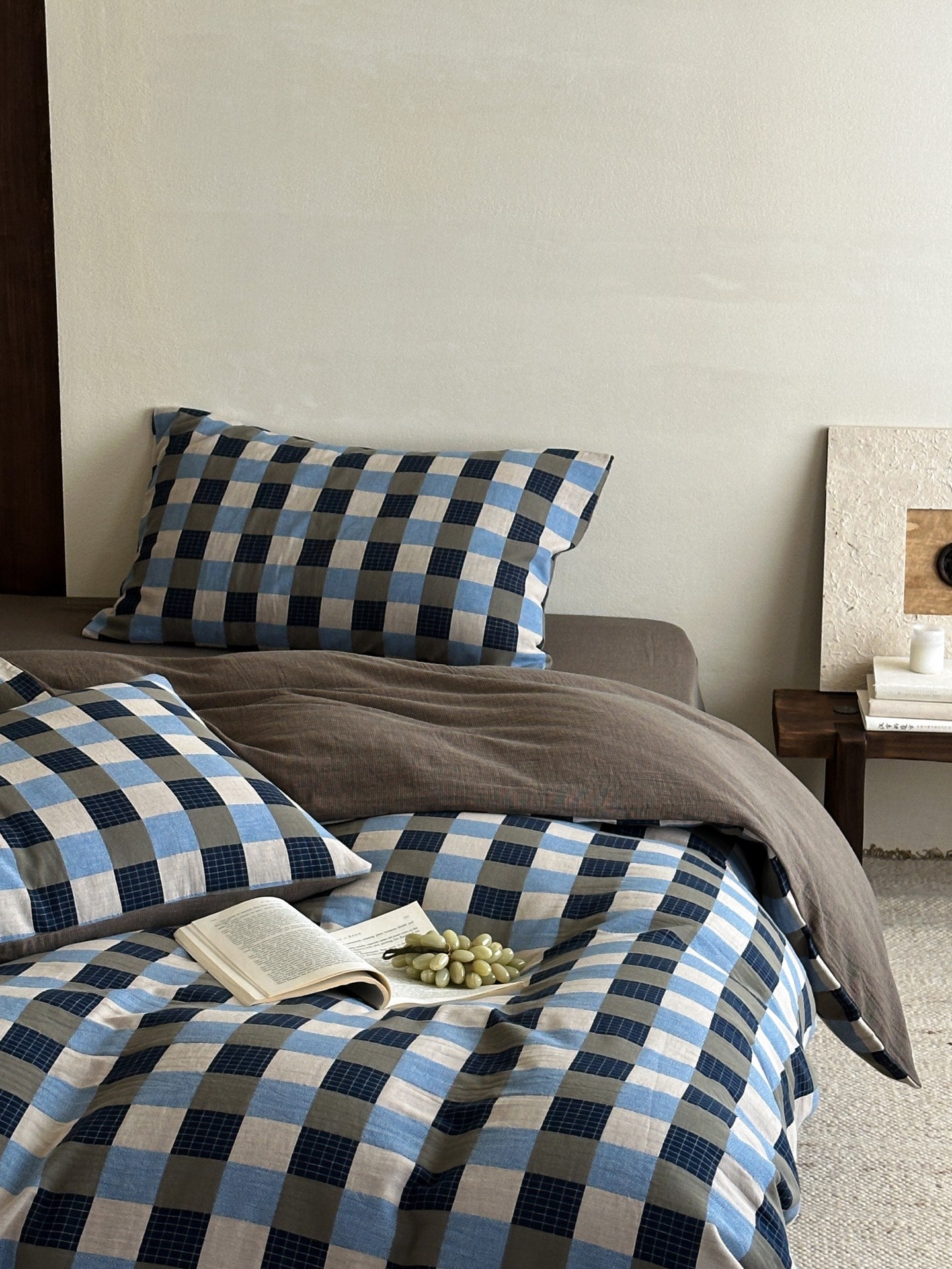 Harbor Gingham Cotton Muslin Bedding Set original reference image 4