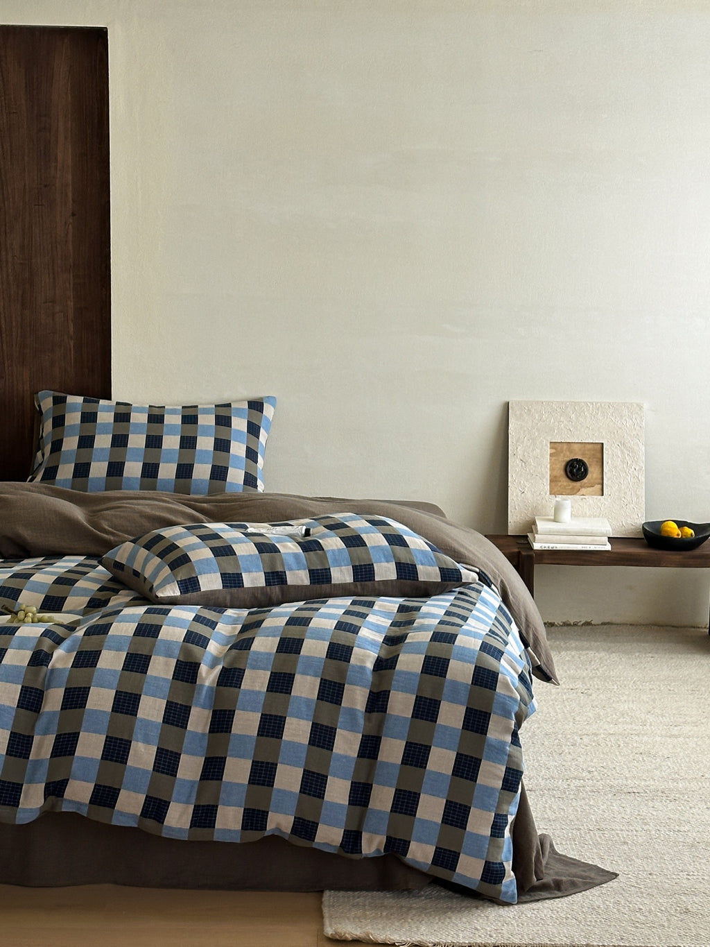 Harbor Gingham Cotton Muslin Bedding Set original reference image 7