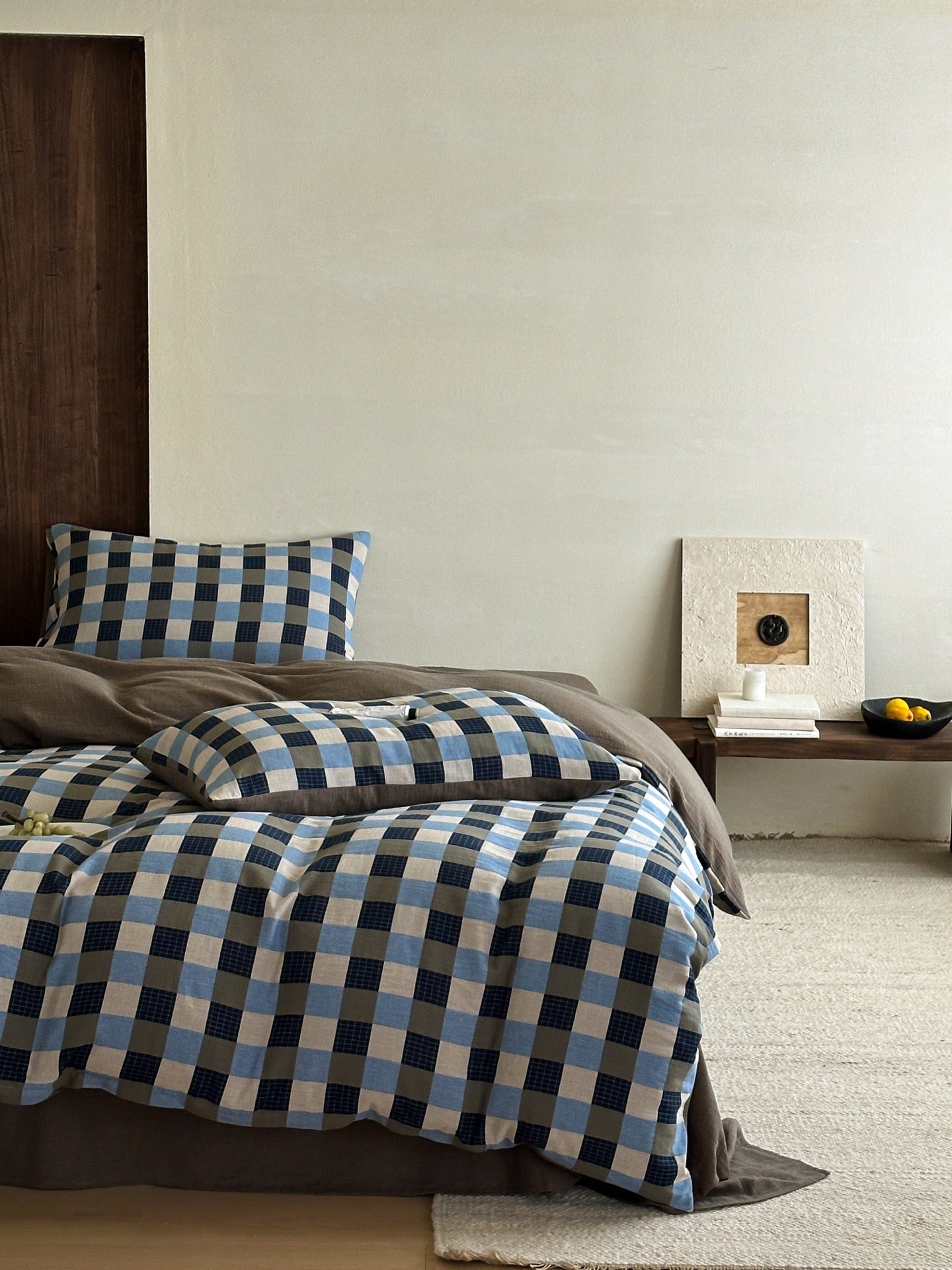 Harbor Gingham Cotton Muslin Bedding Set original reference image 7