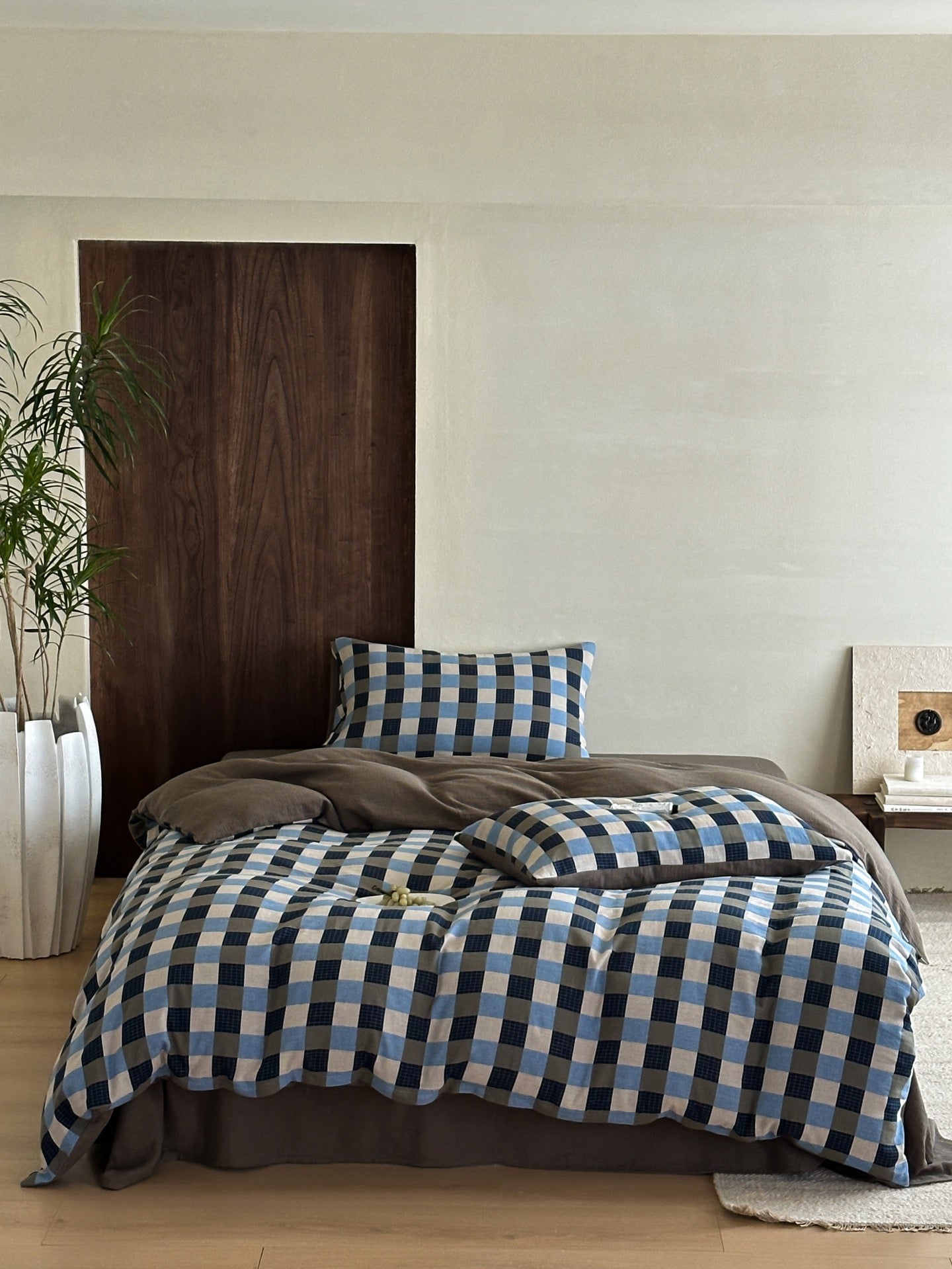Harbor Gingham Cotton Muslin Bedding Set original reference image 9