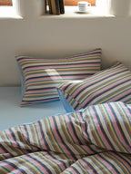Harbor Stripe Cotton Muslin Bedding Set original reference image 1