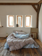 Harbor Stripe Cotton Muslin Bedding Set original reference image 3