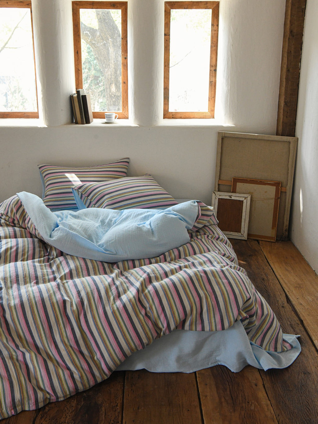 Harbor Stripe Cotton Muslin Bedding Set original reference image 4
