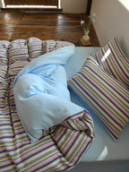Harbor Stripe Cotton Muslin Bedding Set original reference image 6