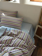 Harbor Stripe Cotton Muslin Bedding Set original reference image 7