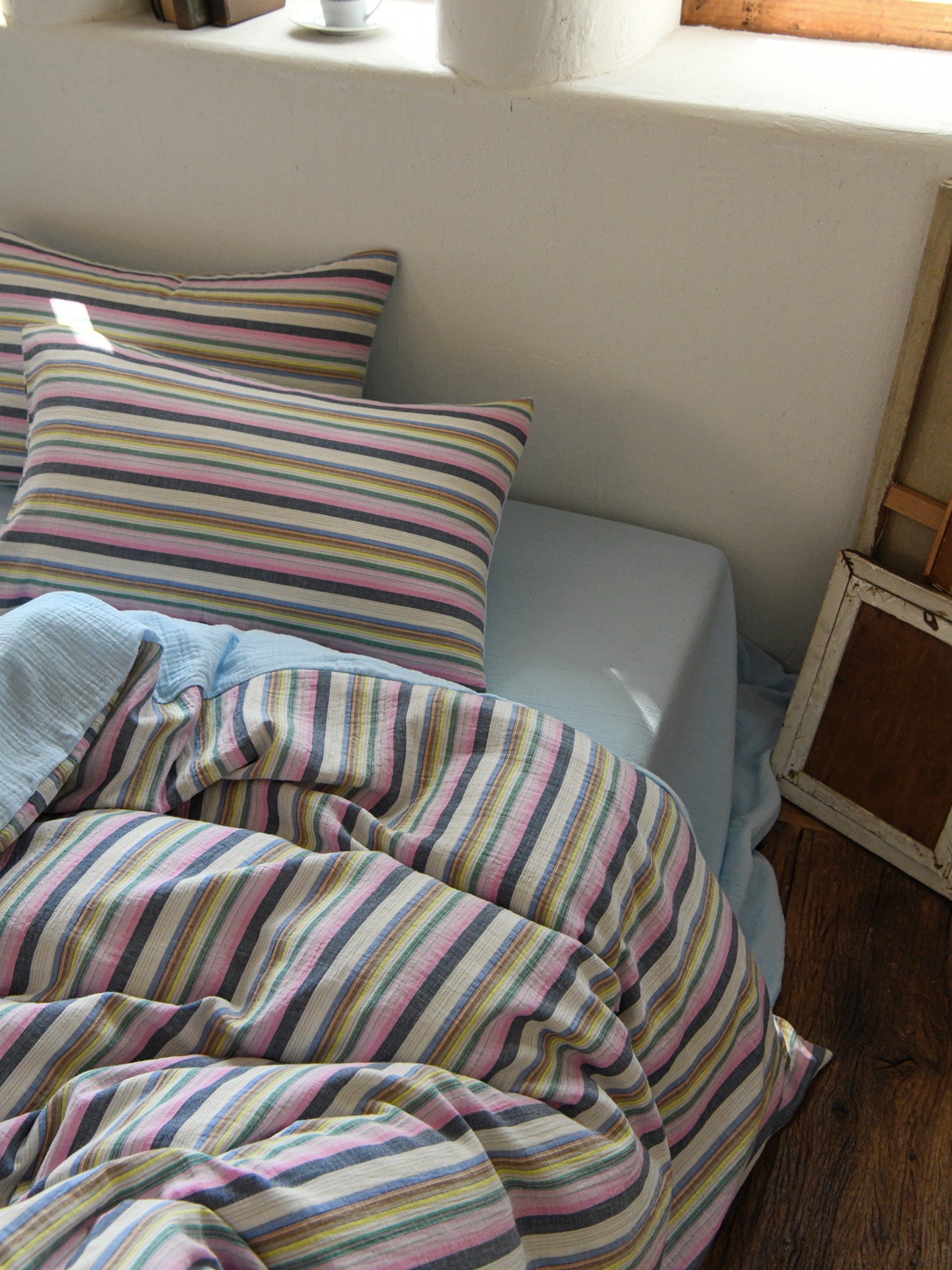 Harbor Stripe Cotton Muslin Bedding Set original reference image 7