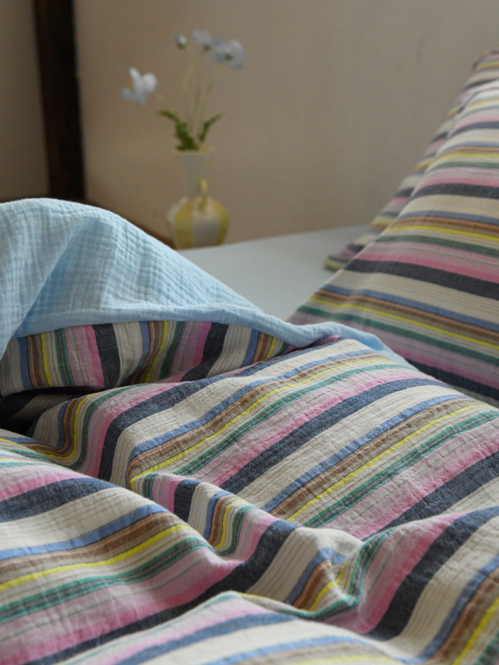 Harbor Stripe Cotton Muslin Bedding Set original reference image 8
