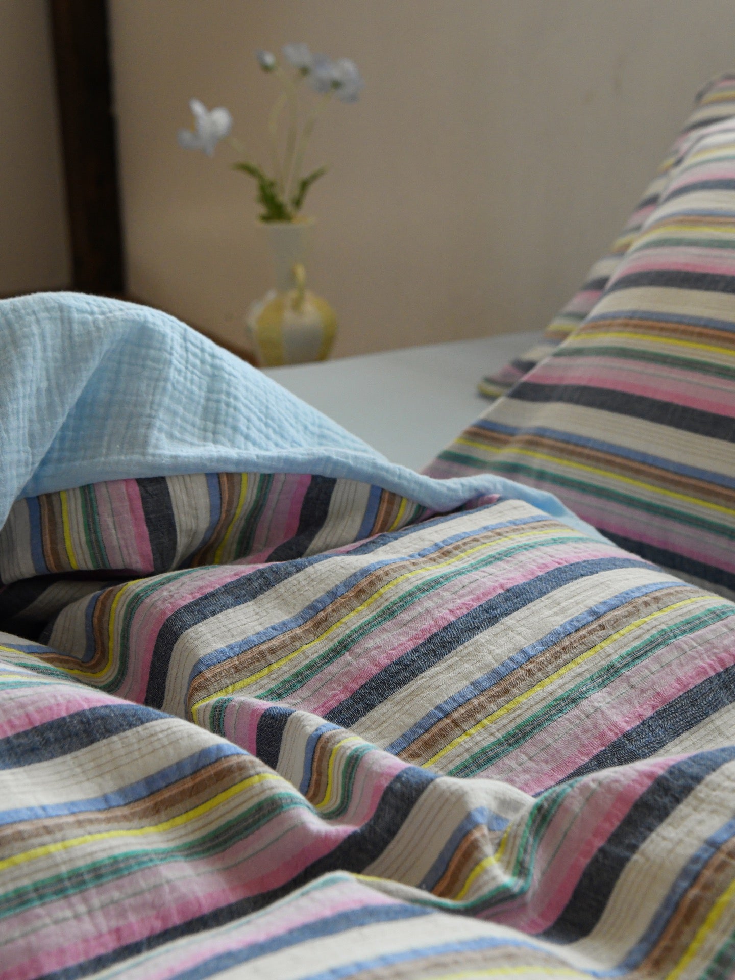 Harbor Stripe Cotton Muslin Bedding Set original reference image 8