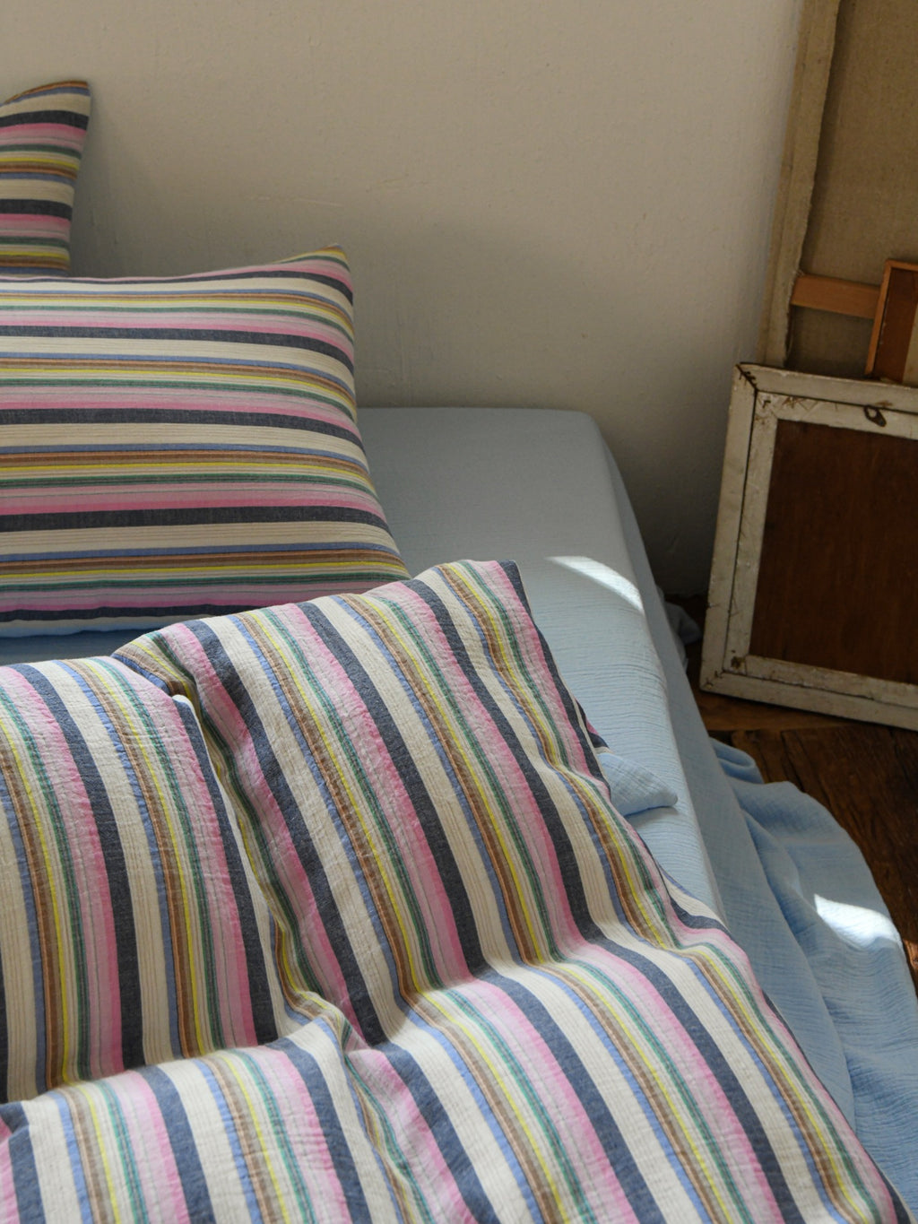 Harbor Stripe Cotton Muslin Bedding Set original reference image 9