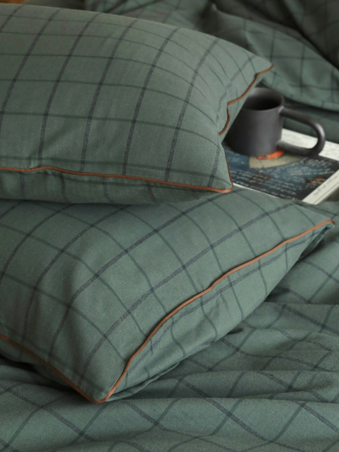 Heritage Check Cotton Flannel Bedding Set original reference image 7