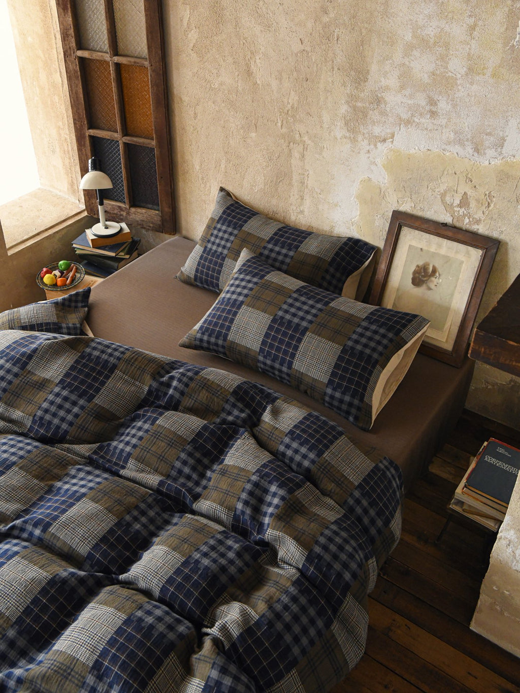 Heritage Patchwork Plaid Cotton Muslin Bedding Set original reference image 4