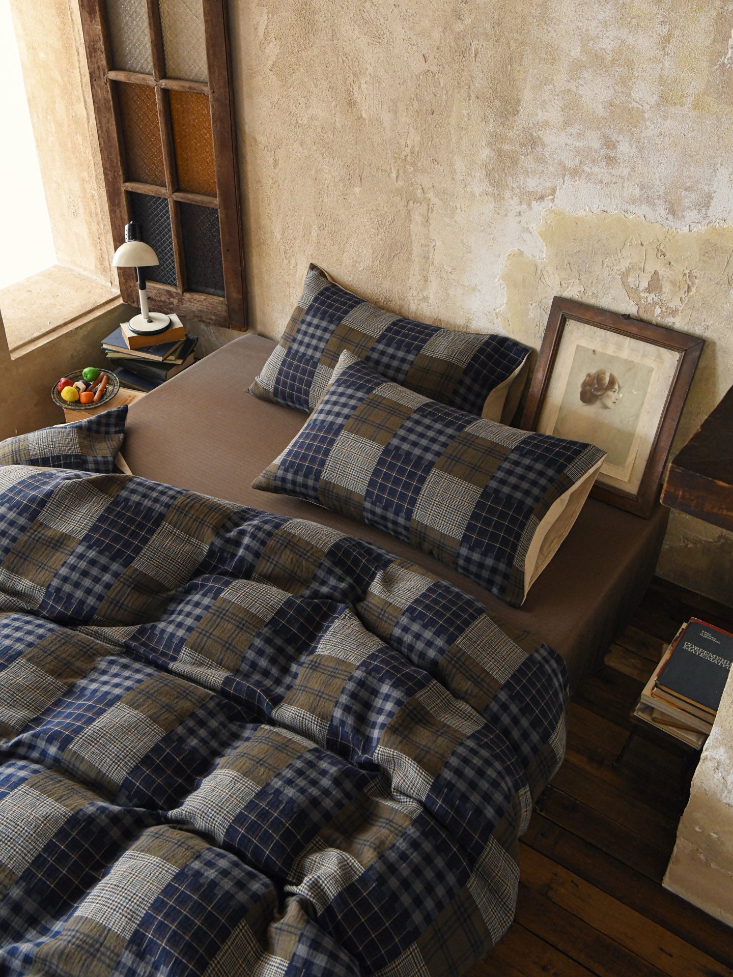 Heritage Patchwork Plaid Cotton Muslin Bedding Set original reference image 4