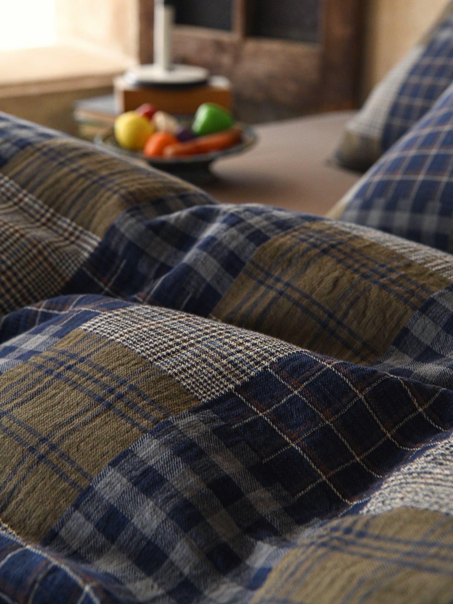 Heritage Patchwork Plaid Cotton Muslin Bedding Set original reference image 6