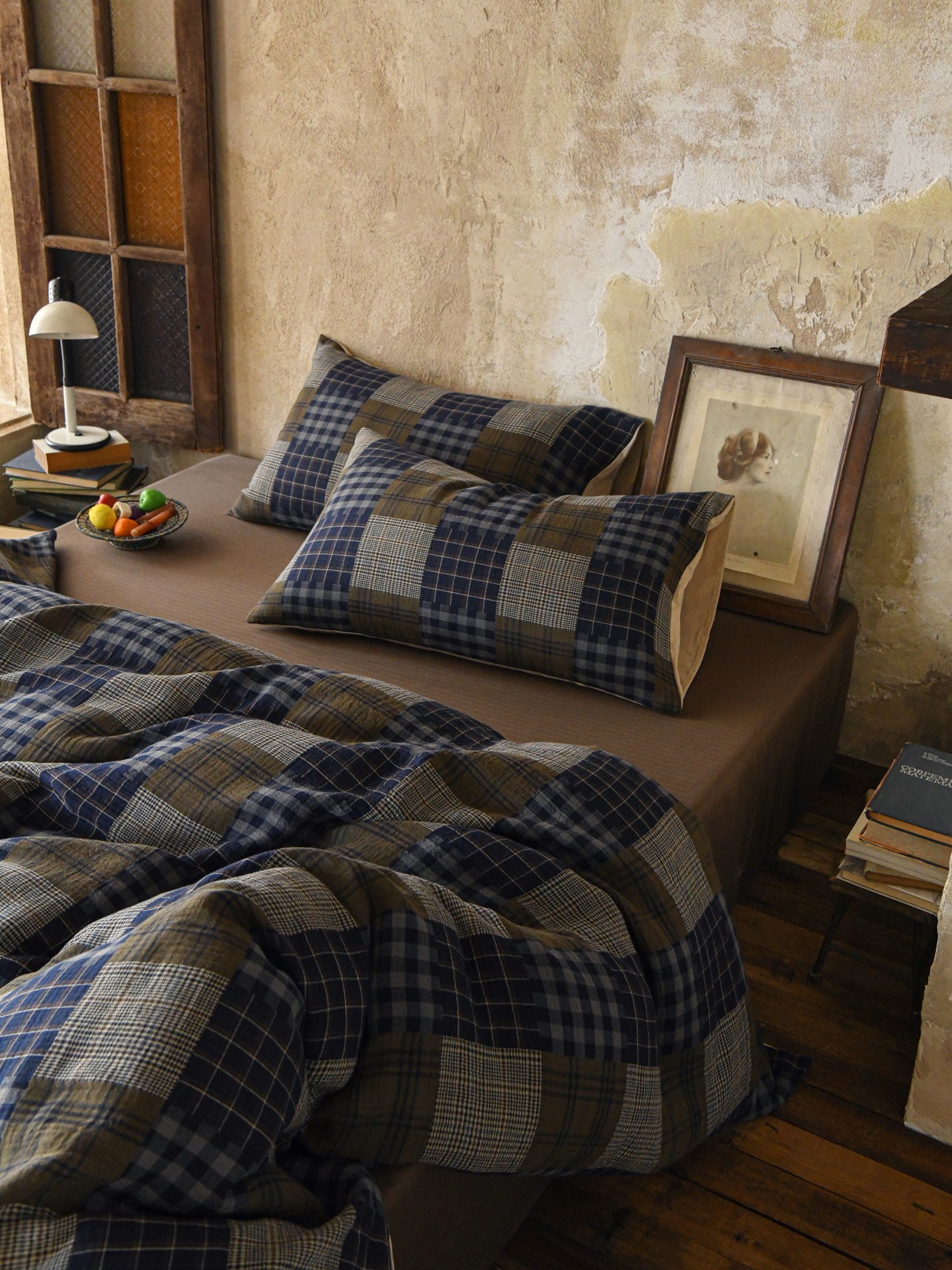 Heritage Patchwork Plaid Cotton Muslin Bedding Set original reference image 7