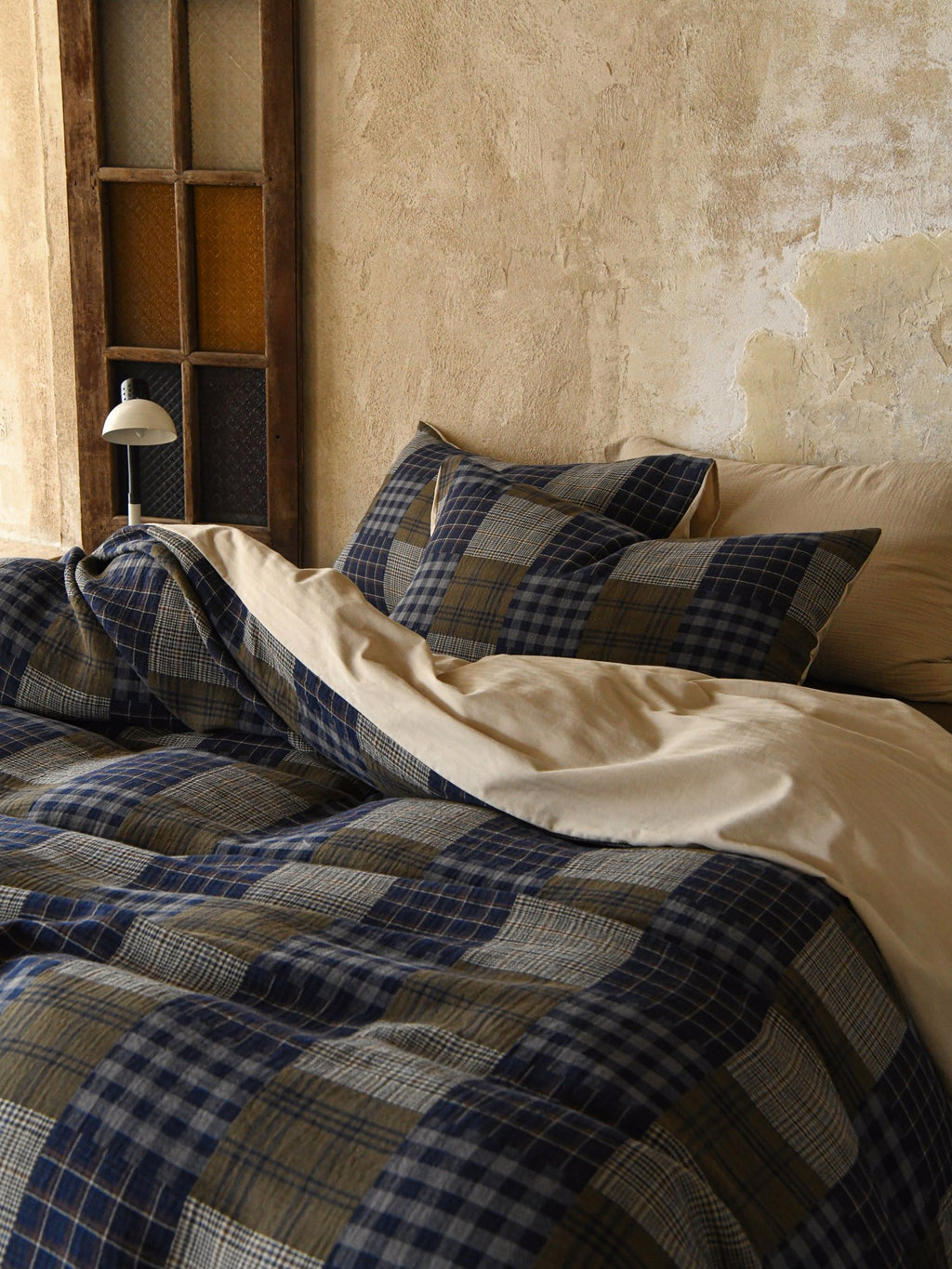 Heritage Patchwork Plaid Cotton Muslin Bedding Set original reference image 8