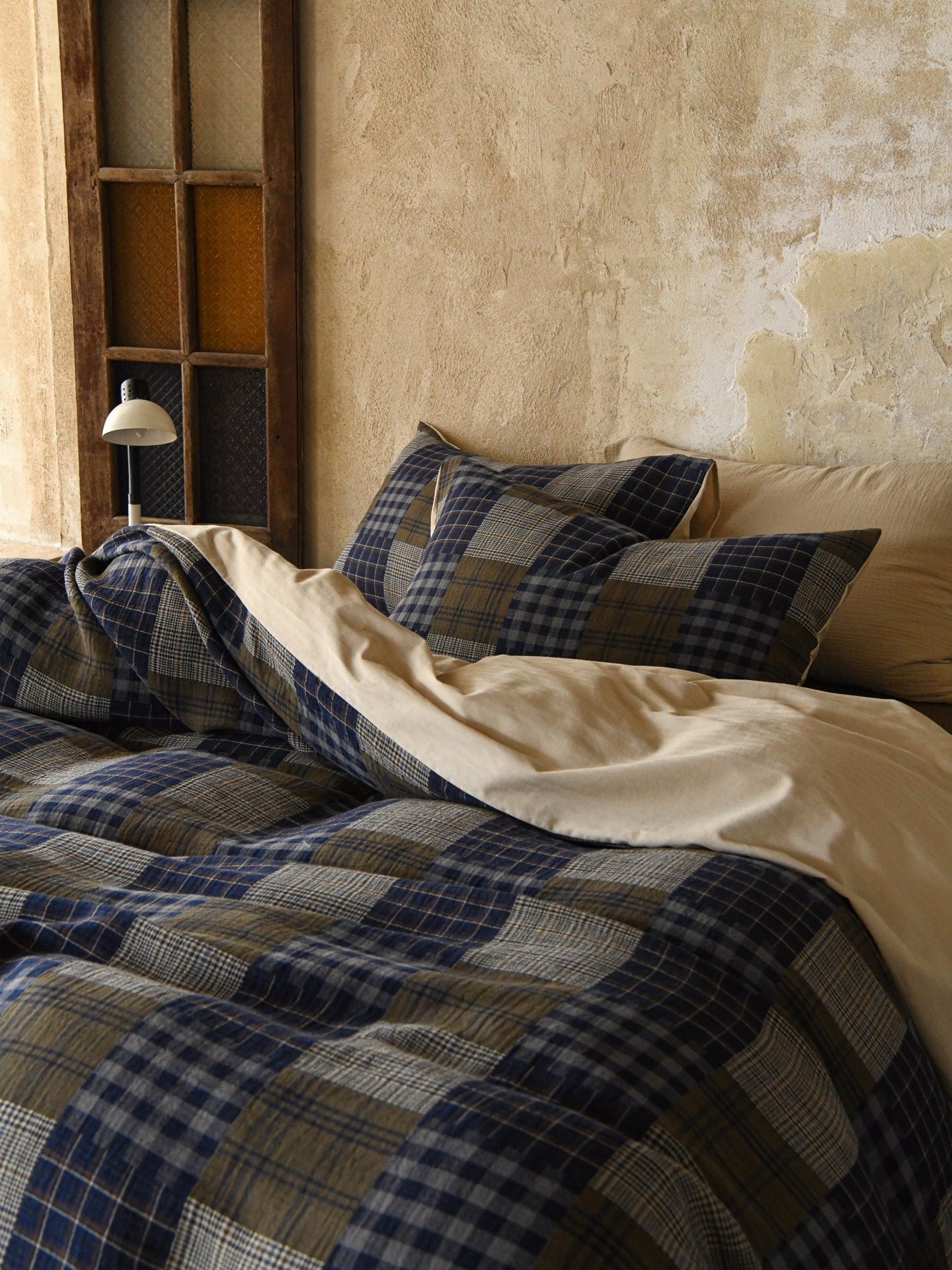 Heritage Patchwork Plaid Cotton Muslin Bedding Set original reference image 8