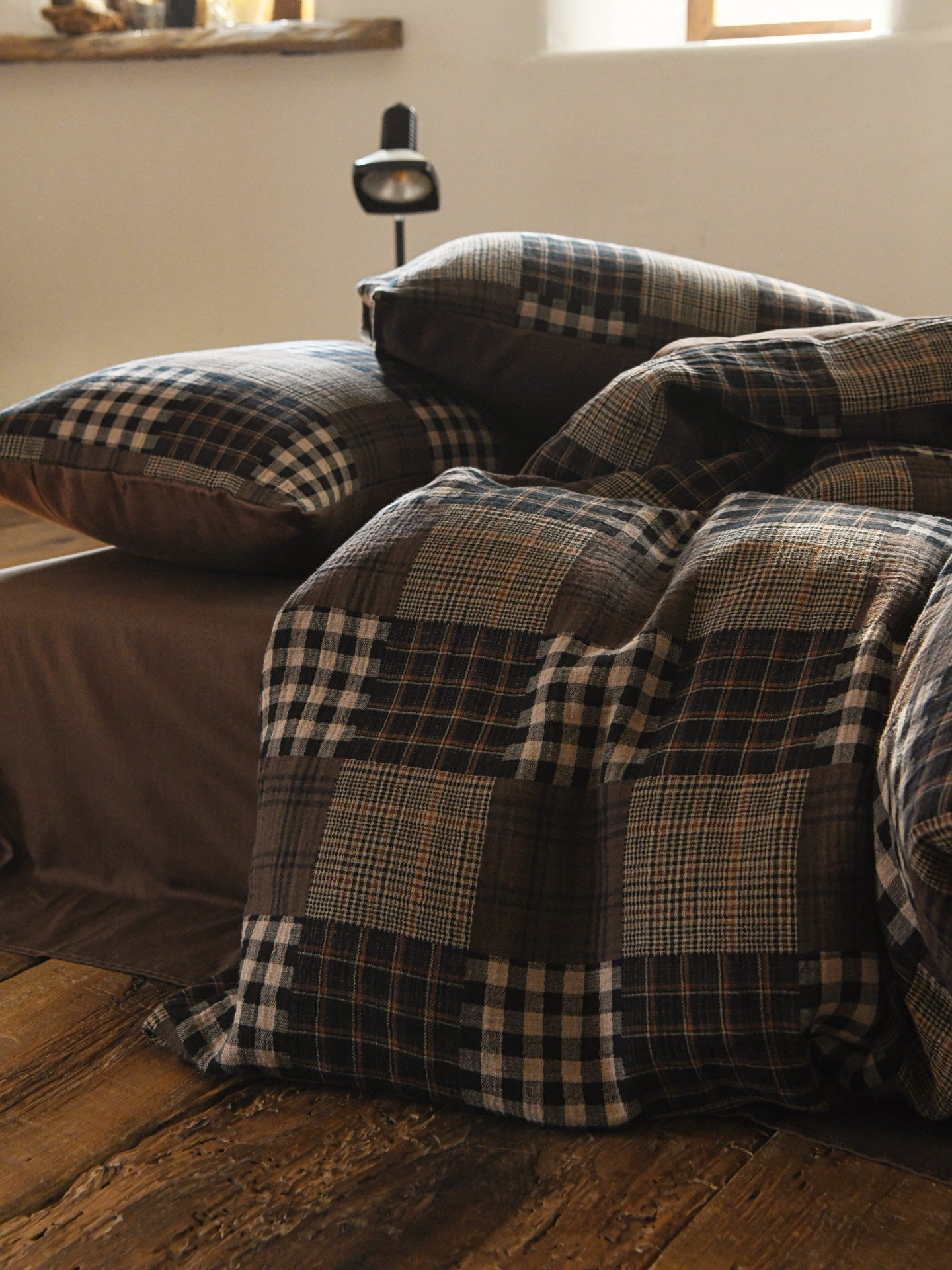 Heritage Patchwork Plaid Cotton Muslin Bedding Set original reference image 9