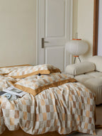 Honey Loft Check Jacquard Cotton Bedding Set original reference image 6