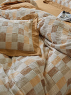Honey Loft Check Jacquard Cotton Bedding Set original reference image 9