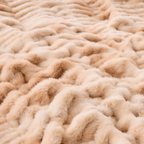 Beige Cinched Faux Fur Blanket
