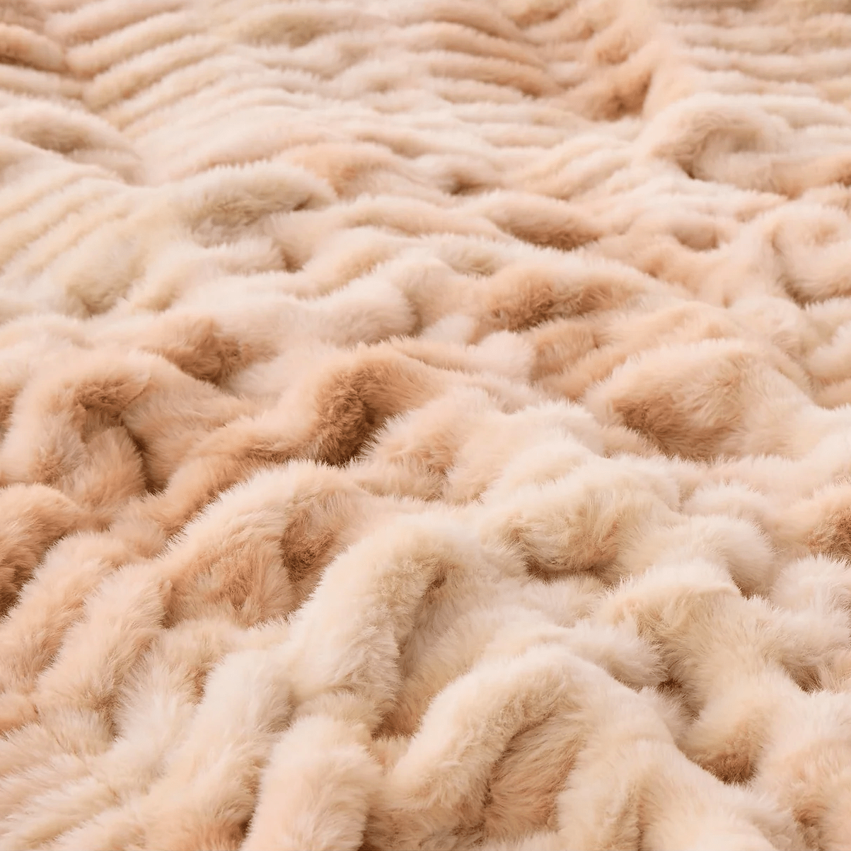 Beige Cinched Faux Fur Blanket