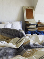Indigo Heritage Stripe Jacquard Cotton Bedding Set original reference image 1