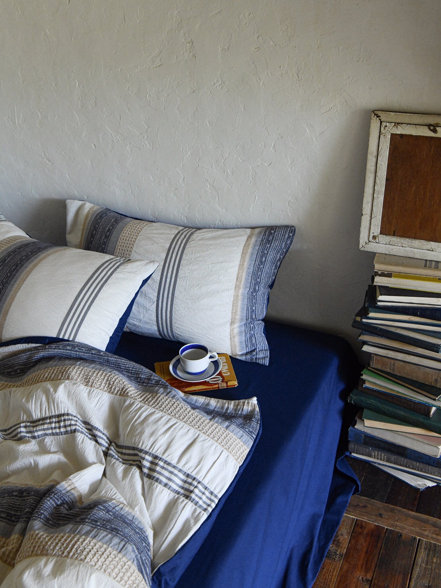 Indigo Heritage Stripe Jacquard Cotton Bedding Set original reference image 3