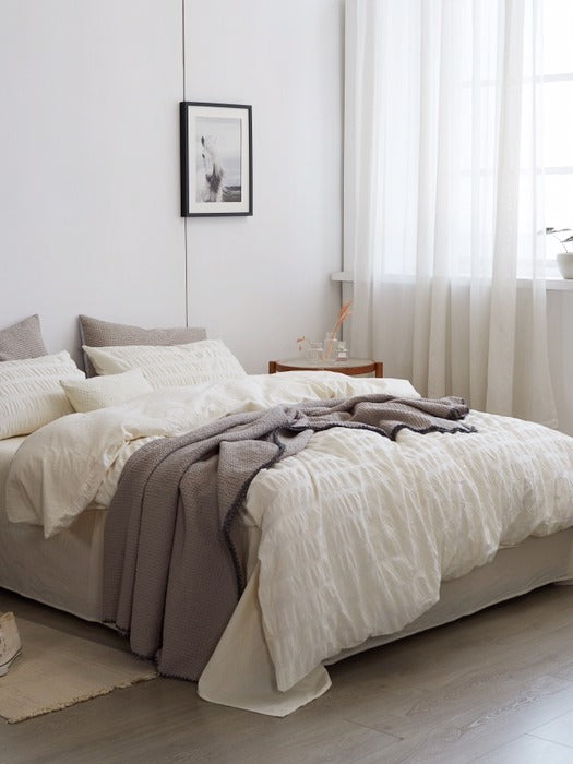 Ivory Mist Cotton Seersucker Bedding Set original reference image 2