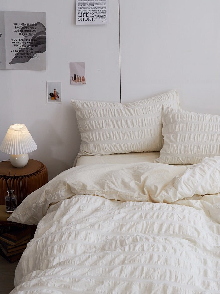 Ivory Mist Cotton Seersucker Bedding Set original reference image 3