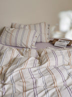 Lavender Meadow Stripe Cotton Jacquard Bedding Set original reference image 3