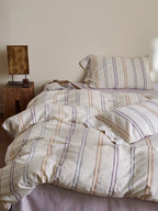 Lavender Meadow Stripe Cotton Jacquard Bedding Set original reference image 6