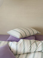 Lavender Meadow Stripe Cotton Muslin Bedding Set original reference image 5