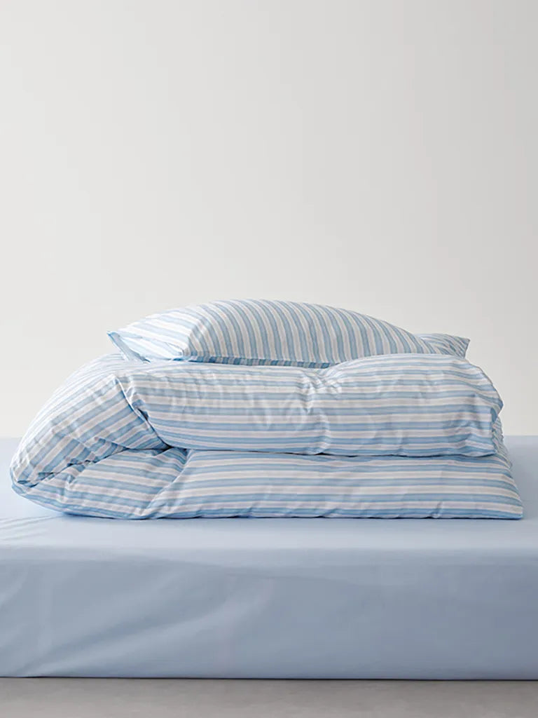 Light Blue Stripe Cotton Duvet Cover