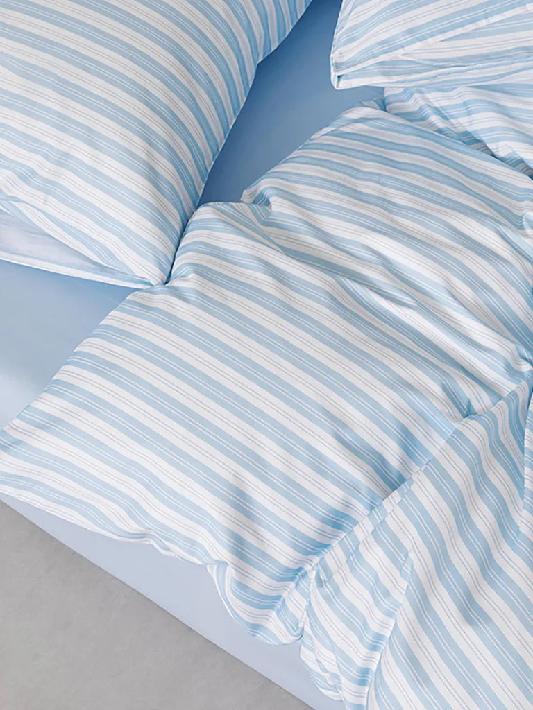 Light Blue Stripe Cotton Duvet Cover