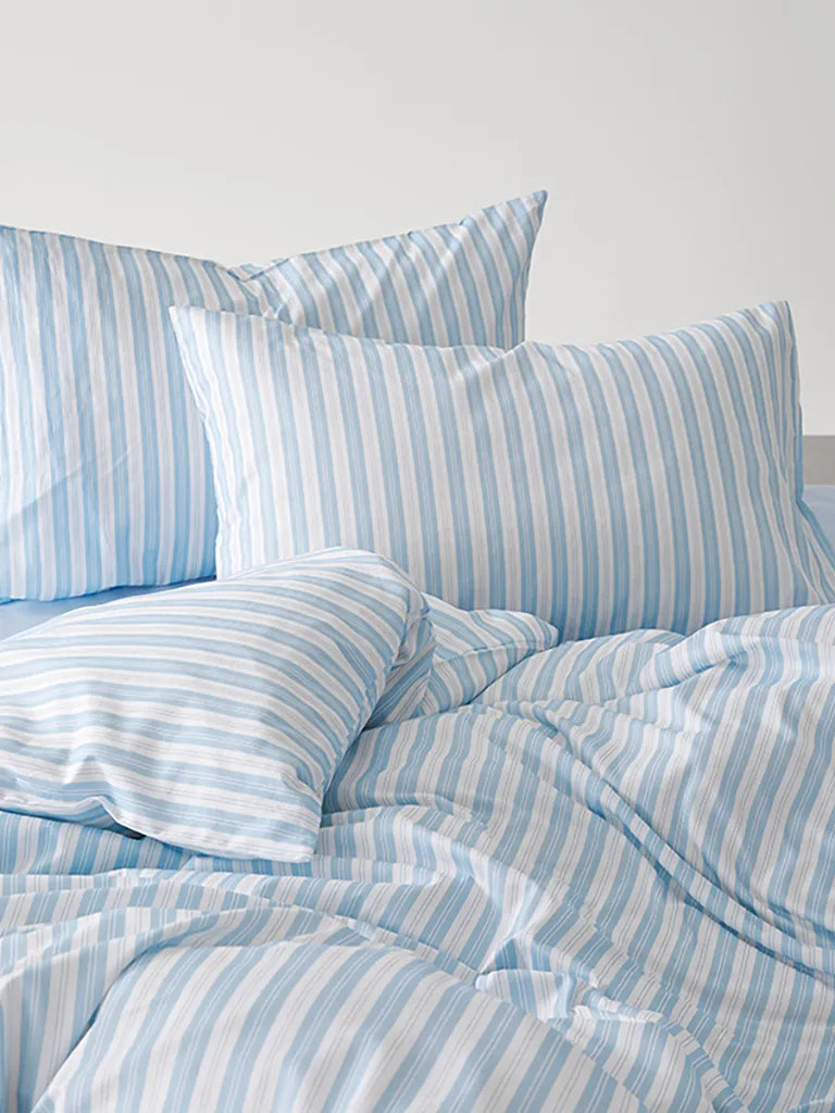 Light Blue Stripe Cotton Duvet Cover