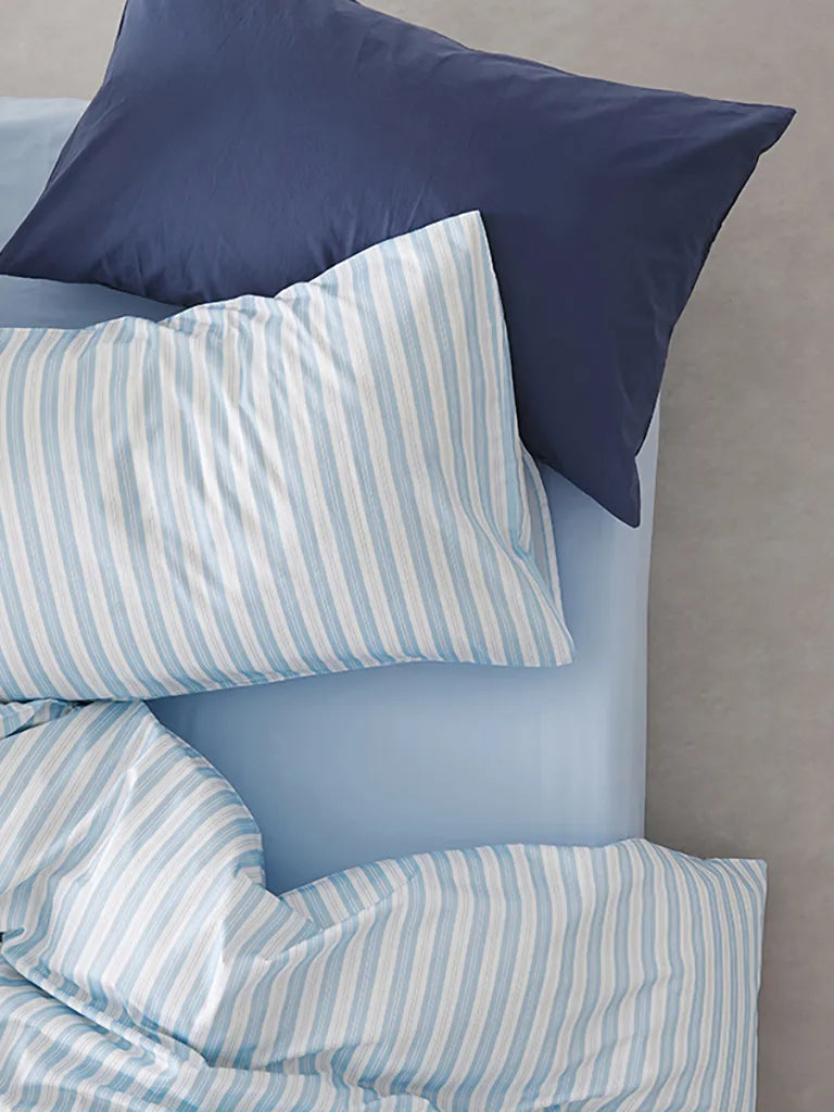 Light Blue Stripe Cotton Duvet Cover