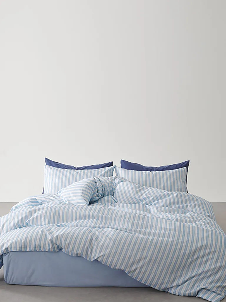 Light Blue Stripe Cotton Duvet Cover