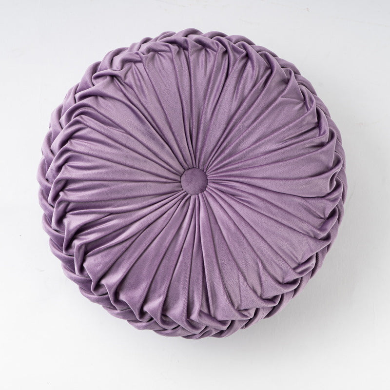 Colorful Round Pleated Velvet Cushion