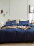 Midnight Tide Cotton Seersucker Bedding Set original reference image 1