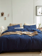 Midnight Tide Cotton Seersucker Bedding Set original reference image 1