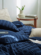 Midnight Tide Cotton Seersucker Bedding Set original reference image 6