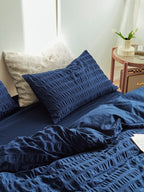 Midnight Tide Cotton Seersucker Bedding Set original reference image 8