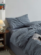 Mist Blue Cotton Seersucker Bedding Set original reference image 2
