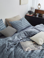 Mist Blue Cotton Seersucker Bedding Set original reference image 3