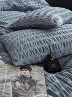 Mist Blue Cotton Seersucker Bedding Set original reference image 4