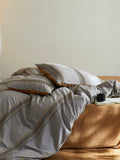 Mist Blue Heritage Stripe Jacquard Cotton Bedding Set original reference image 1