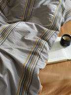 Mist Blue Heritage Stripe Jacquard Cotton Bedding Set original reference image 2