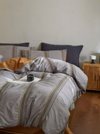 Mist Blue Heritage Stripe Jacquard Cotton Bedding Set original reference image 3