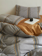 Mist Blue Heritage Stripe Jacquard Cotton Bedding Set original reference image 4
