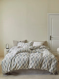 Mist Loft Check Jacquard Cotton Bedding Set original reference image 1